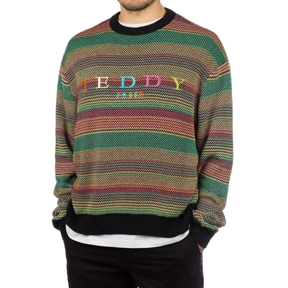 Teddy Fresh Rainbow Pullover Sweater Men's Size XS Embroidered